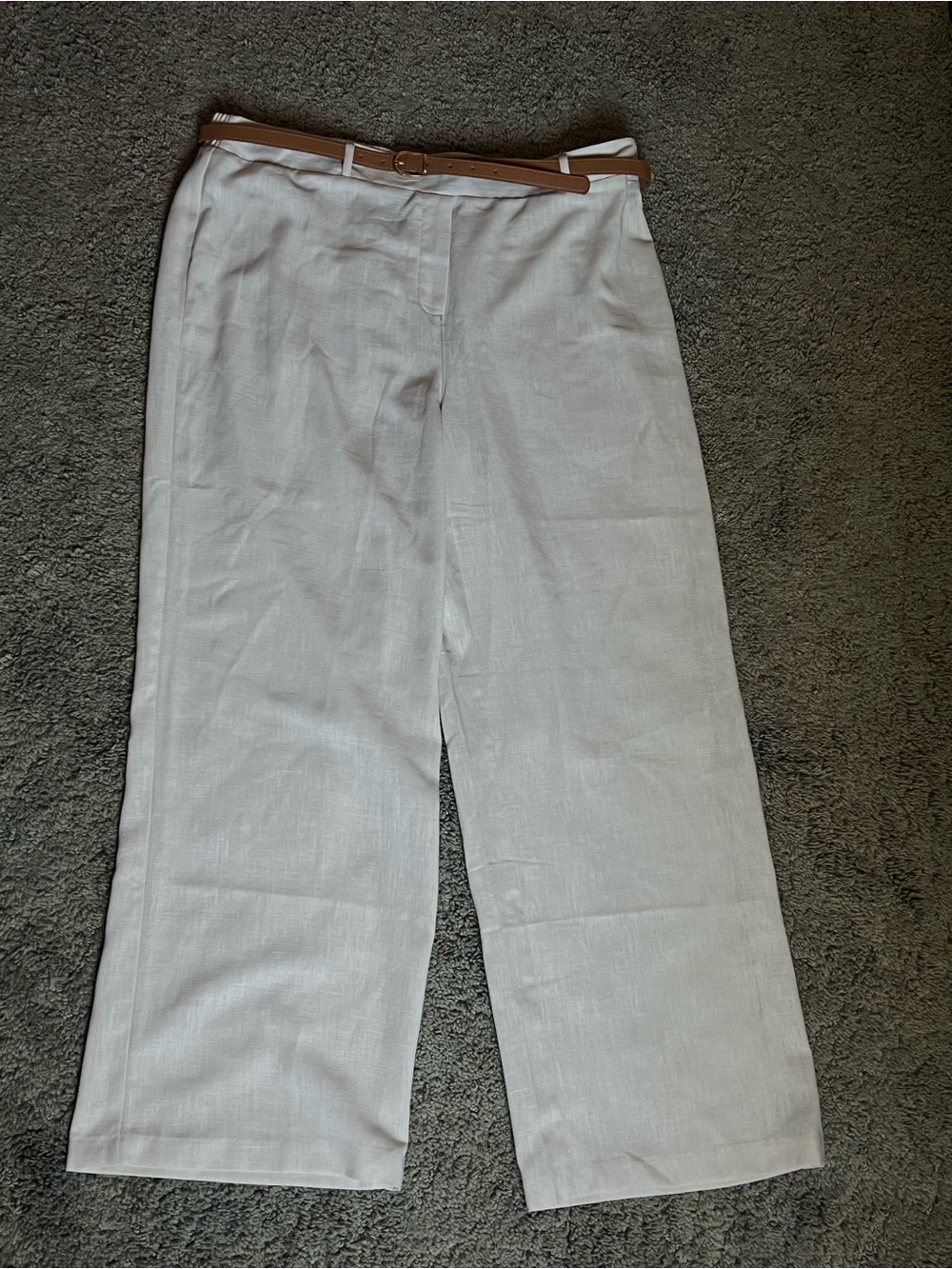 Relaxed Wide-Leg Pants in Light Beige Sz XL